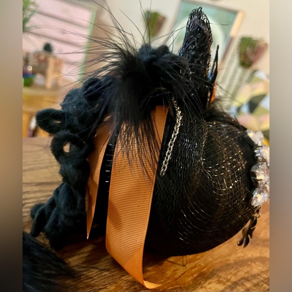 OOAK Handmade Upcycled GOTHIC Fabric Pumpkin - Gothic Halloween Vintage Jewelry - Picture 7 of 7